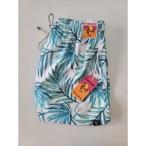 NWT Spicy‎ Tuna The Endless Summer Surf Shorts Mens L Lined White Leaf Patern
